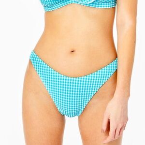 Lilly Pulitzer Pico High Cut Bikini Bottom Plaid Blue Size 10 Turquoise Oasis‎